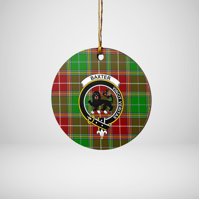 Clan Baxter Modern Tartan Crest Round Ceramic Ornament