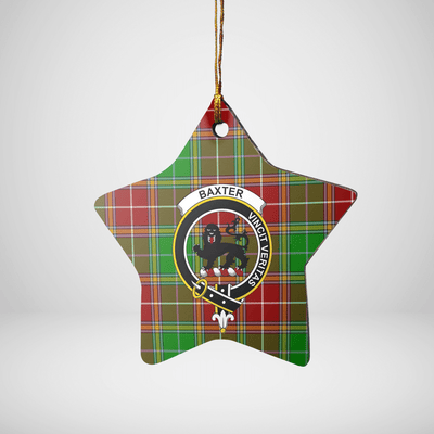 Clan Baxter Modern Tartan Crest Star Ceramic Ornament