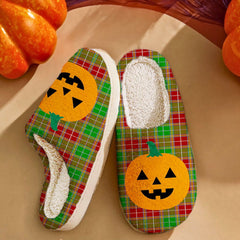 Clan Baxter Modern Tartan Halloween Pumpkin Slippers, Fluffy Spooky Slippers RG36 Baxter Modern Tartan Tartan Halloween