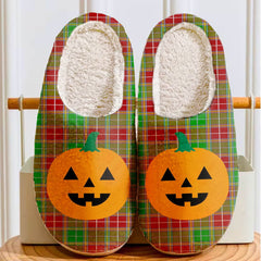 Clan Baxter Modern Tartan Halloween Pumpkin Slippers, Fluffy Spooky Slippers RG36 Baxter Modern Tartan Tartan Halloween