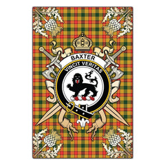 Clan Baxter Tartan Crest Black Garden Flag - Gold Thistle GL47 Clan Baxter Tartan Today