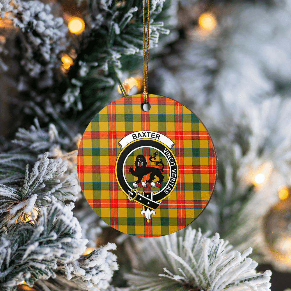 Clan Baxter Tartan Crest Round Ceramic Ornament FF51 Baxter Tartan Tartan Christmas
