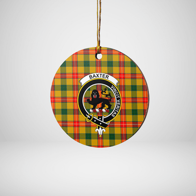 Clan Baxter Tartan Crest Round Ceramic Ornament