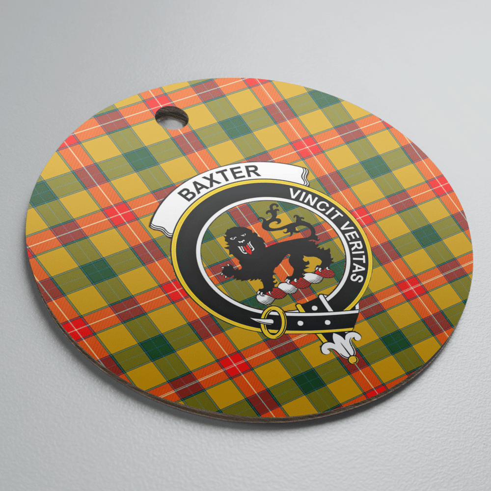 Clan Baxter Tartan Crest Round Ceramic Ornament FF51 Baxter Tartan Tartan Christmas