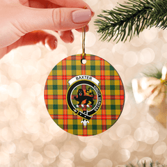 Clan Baxter Tartan Crest Round Ceramic Ornament FF51 Baxter Tartan Tartan Christmas