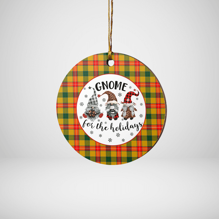 Clan Baxter Tartan Gnome Round Ceramic Ornament OY46 Baxter Tartan Tartan Christmas