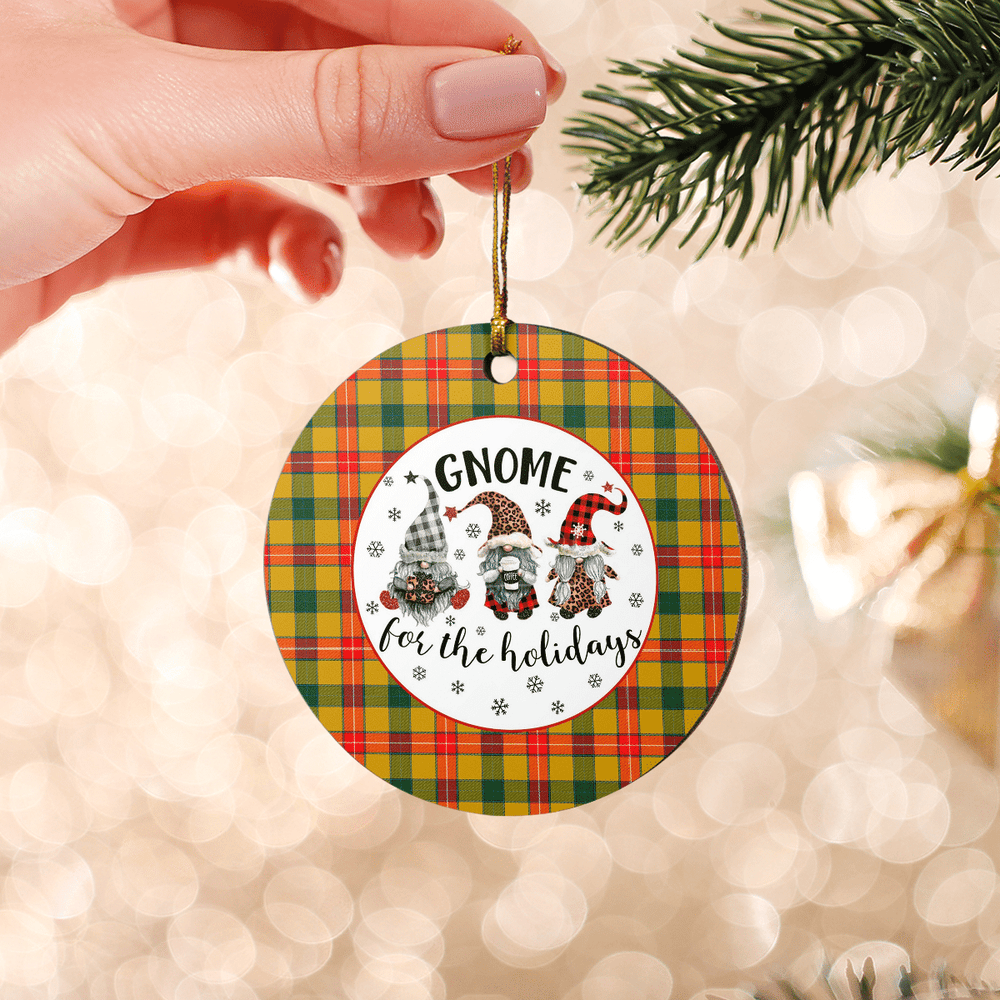 Clan Baxter Tartan Gnome Round Ceramic Ornament OY46 Baxter Tartan Tartan Christmas