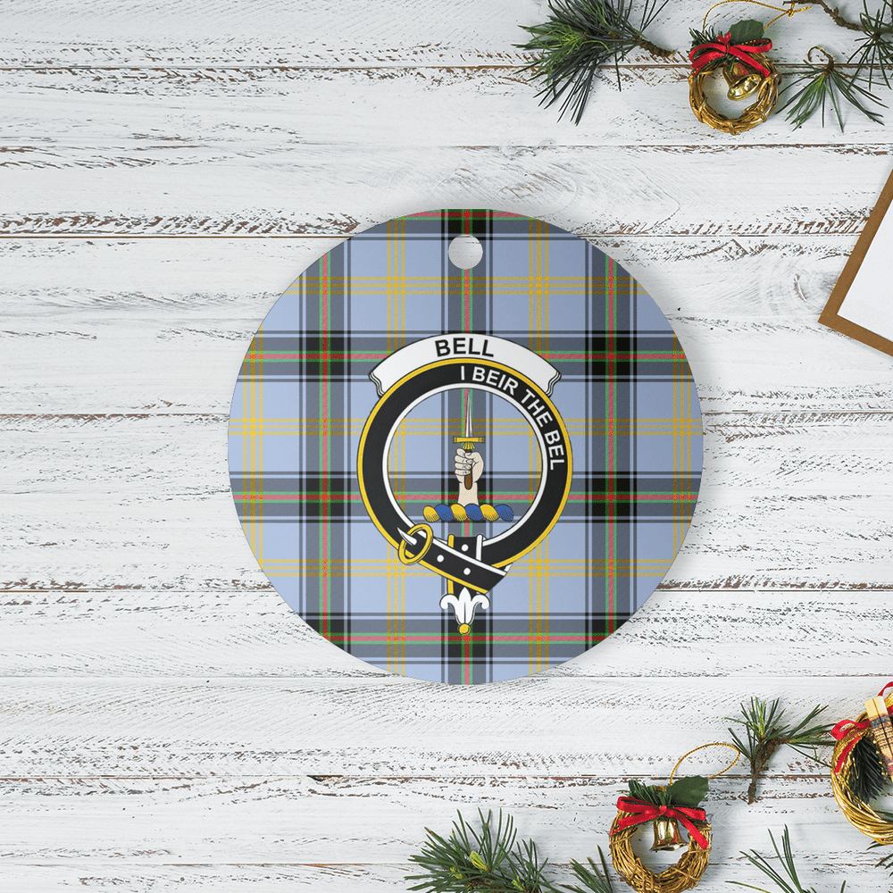 Clan Bell of the Borders Tartan Crest Round Ceramic Ornament RV86 Bell of the Borders Tartan Tartan Christmas