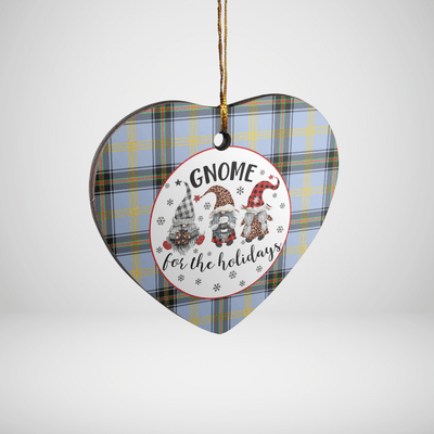 Clan Bell of the Borders Tartan Gnome Heart Ceramic Ornament