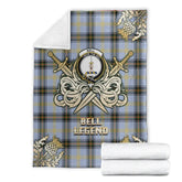 Clan Bell of the Borders Tartan Gold Courage Symbol Blanket QF23 Clan Bell Tartan Today