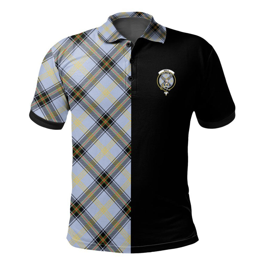 Clan Bell of the Borders Tartan Polo Shirt Half of Me - Cross Style QR47 Bell of the Borders Tartan Tartan Polo