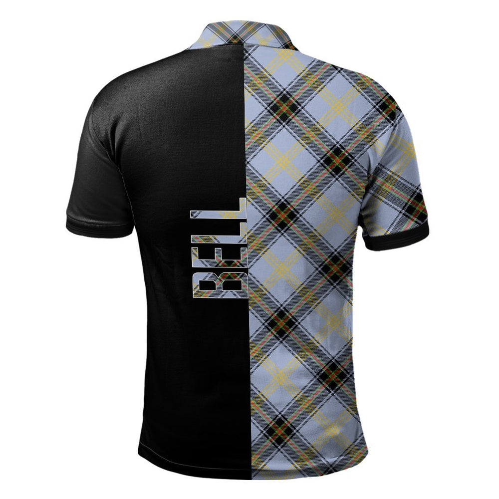 Clan Bell of the Borders Tartan Polo Shirt Half of Me - Cross Style QR47 Bell of the Borders Tartan Tartan Polo