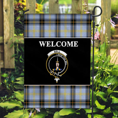 Clan Bell Tartan Crest Black Garden Flag