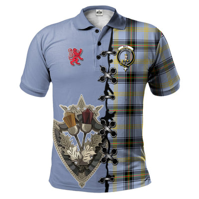Clan Bell Tartan Polo Shirt - Lion Rampant And Celtic Thistle Style