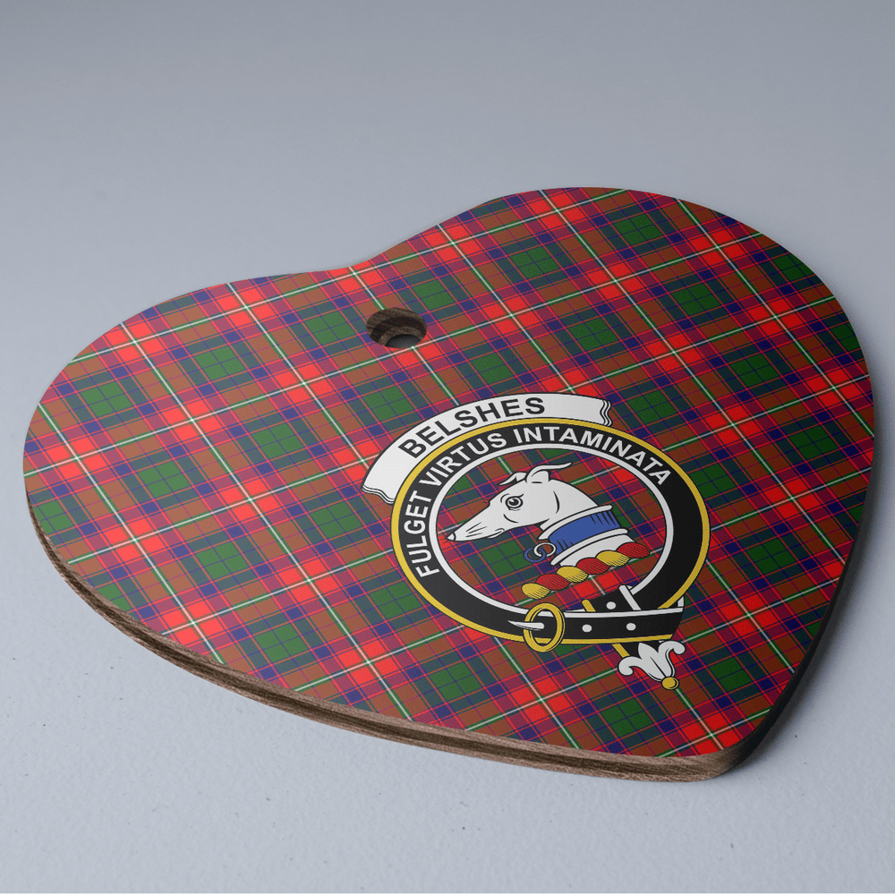 Clan Belshe Tartan Crest Heart Ceramic Ornament WS72 Belshe Tartan Tartan Christmas