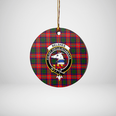 Clan Belshe Tartan Crest Round Ceramic Ornament PP43 Belshe Tartan Tartan Christmas