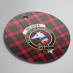 Clan Belshe Tartan Crest Round Ceramic Ornament PP43 Belshe Tartan Tartan Christmas