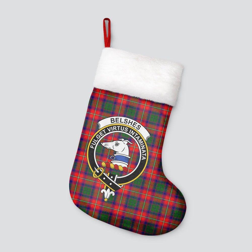 Clan Belshes Tartan Crest Christmas Stocking SC75 Belshes Tartan Tartan Stocking
