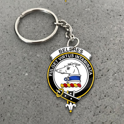 Clan Belshes Tartan Crest Keychain