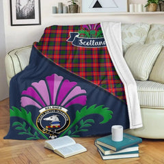 Clan Belshes Tartan Crest Premium Blanket Thistle Style FM82 Clan Belshes Tartan Today
