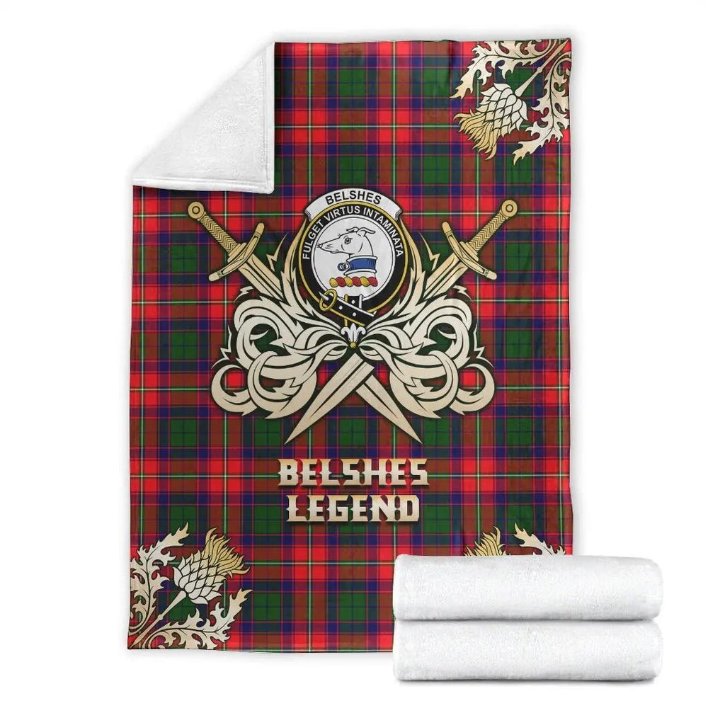 Clan Belshes Tartan Gold Courage Symbol Blanket PA29 Clan Belshes Tartan Today