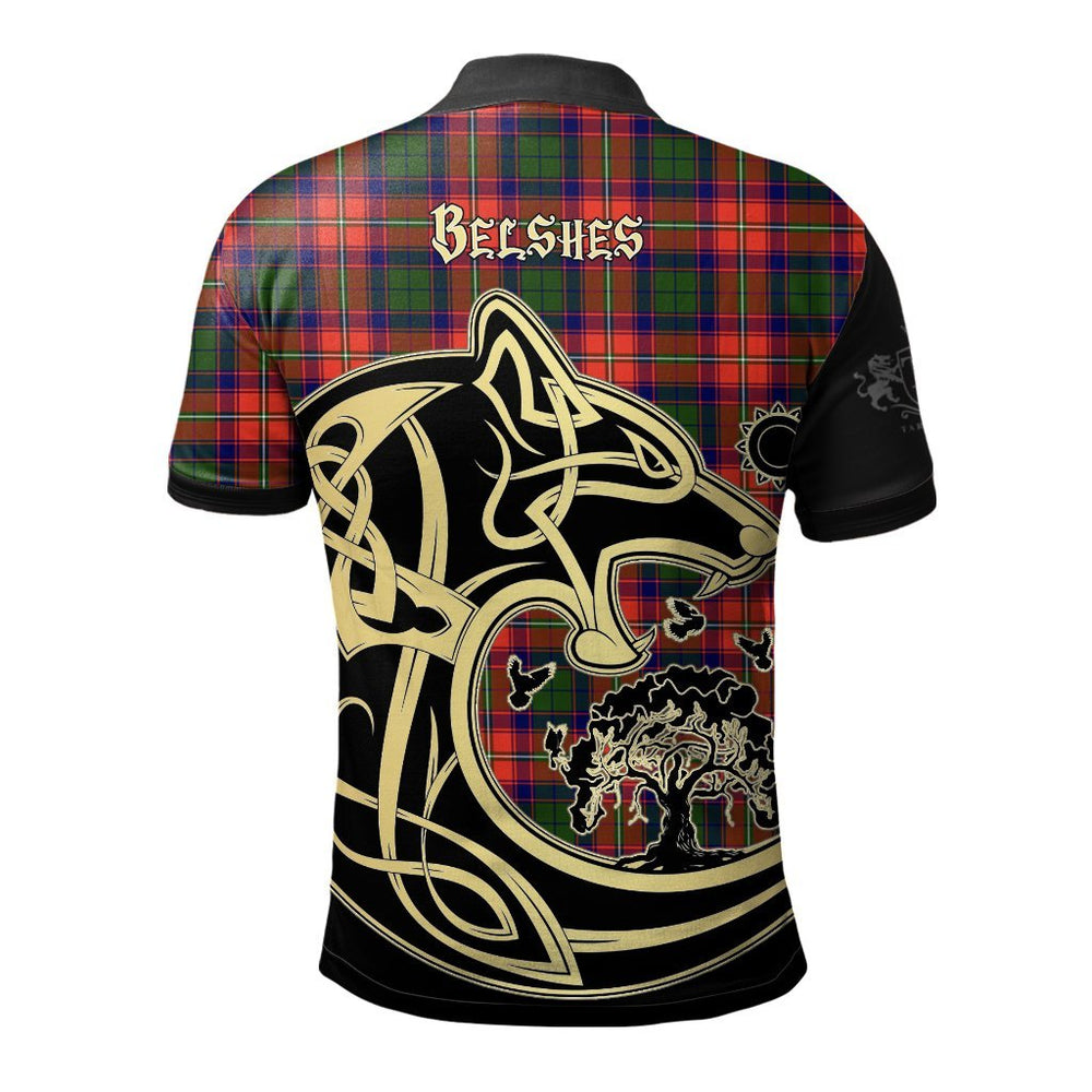 Clan Belshes Tartan Polo Shirt Viking Wolf BG18 Belshes Tartan Tartan Polo