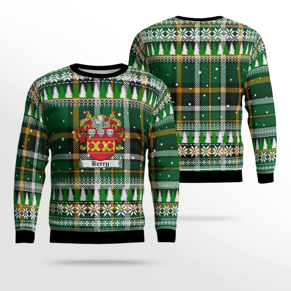Clan Berry Coat Of Arms Christmas Ugly Sweater JZ30 Berry Coat Of Arms Tartan Ugly Sweater
