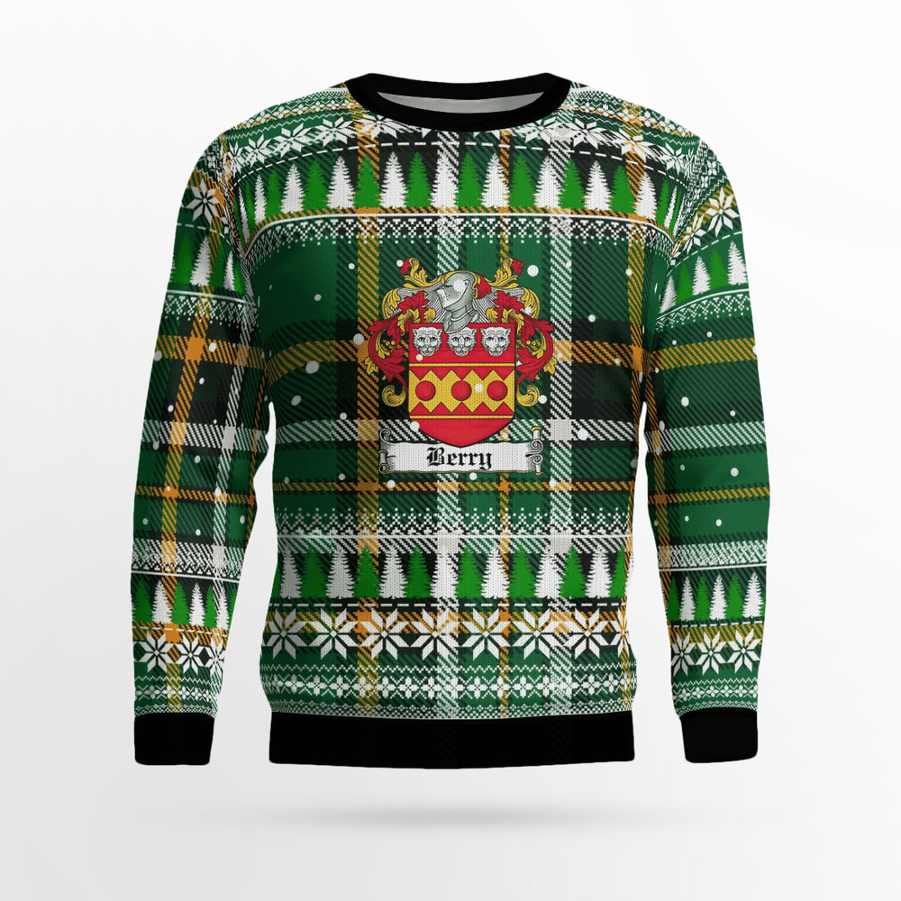 Clan Berry Coat Of Arms Christmas Ugly Sweater JZ30 Berry Coat Of Arms Tartan Ugly Sweater