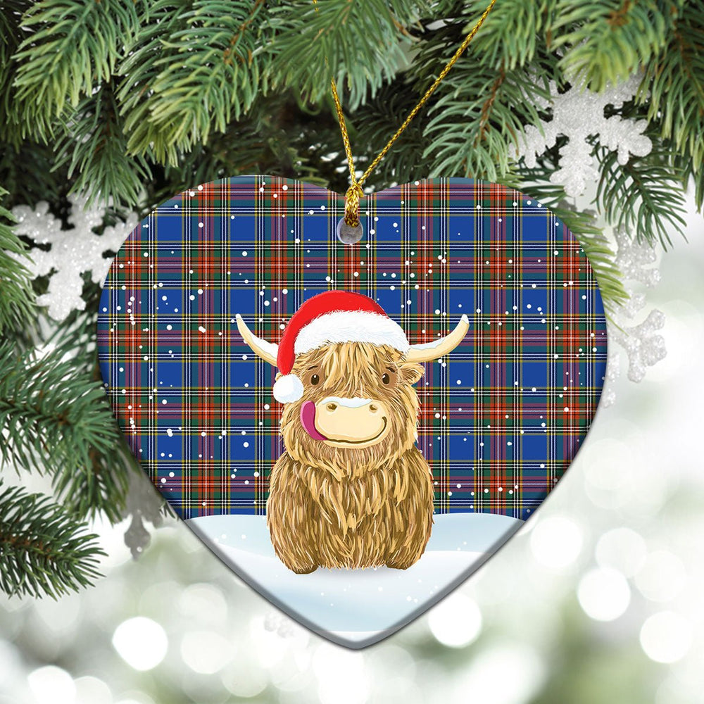Clan Bethune Ancient Tartan Christmas Ceramic Ornament Highland Cows Style TB49 Bethune Ancient Tartan Tartan Ornament
