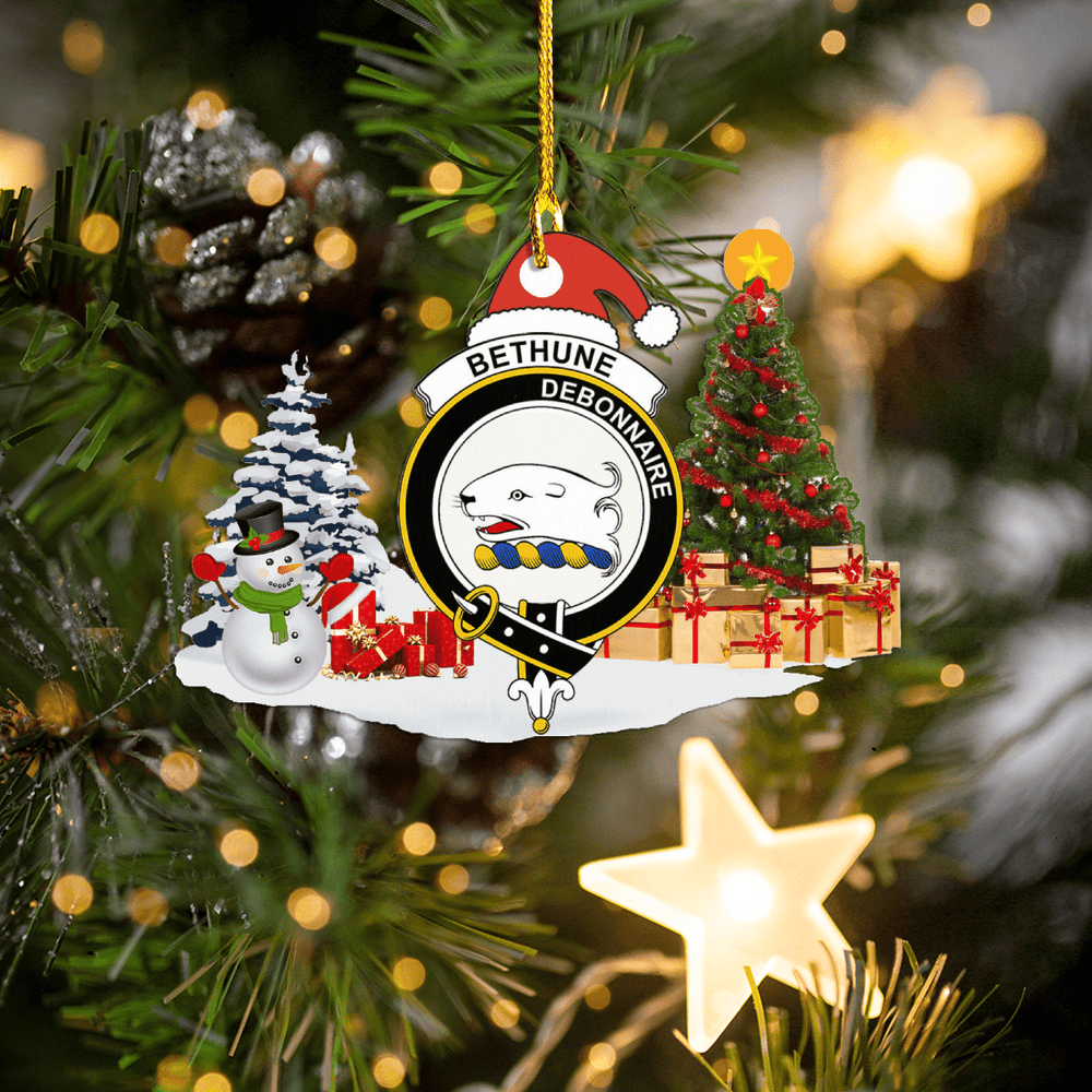 Clan Bethune Crest Tartan Acrylic Christmas Ornament FR69 Bethune Tartan Tartan Christmas