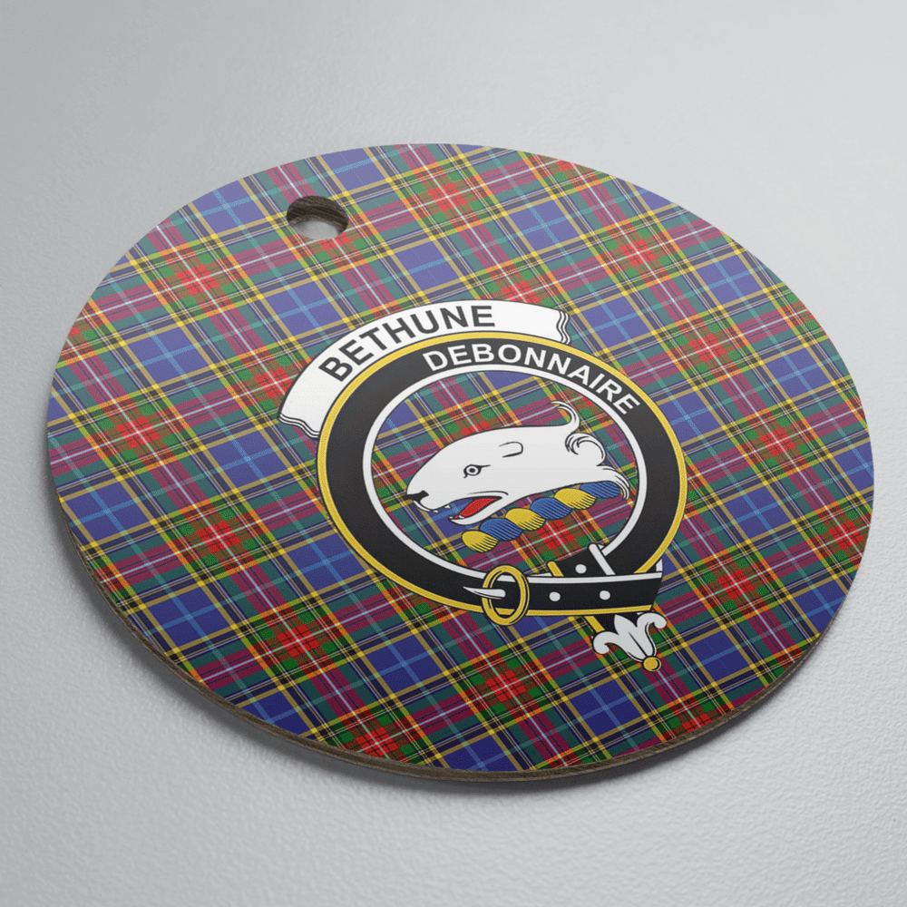 Clan Bethune Tartan Crest Round Ceramic Ornament OU79 Bethune Tartan Tartan Christmas