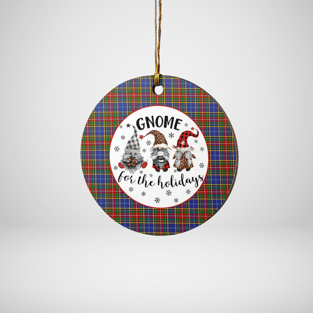 Clan Bethune Tartan Gnome Round Ceramic Ornament QE80 Bethune Tartan Tartan Christmas