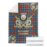 Clan Bethune Tartan Gold Courage Symbol Blanket QF33 Clan Bethune Tartan Today