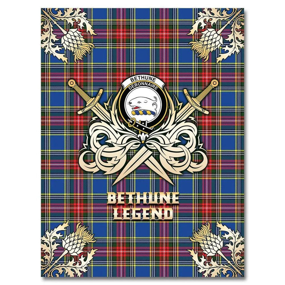 Clan Bethune Tartan Gold Courage Symbol Blanket QF33 Clan Bethune Tartan Today