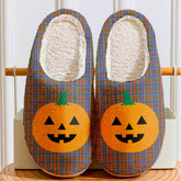 Clan Bethune Tartan Halloween Pumpkin Slippers, Fluffy Spooky Slippers XD20 Bethune Tartan Tartan Halloween
