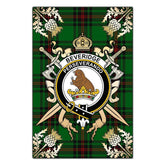 Clan Beveridge Tartan Crest Black Garden Flag - Gold Thistle SS29 Clan Beveridge Tartan Today