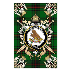 Clan Beveridge Tartan Crest Black Garden Flag - Gold Thistle SS29 Clan Beveridge Tartan Today