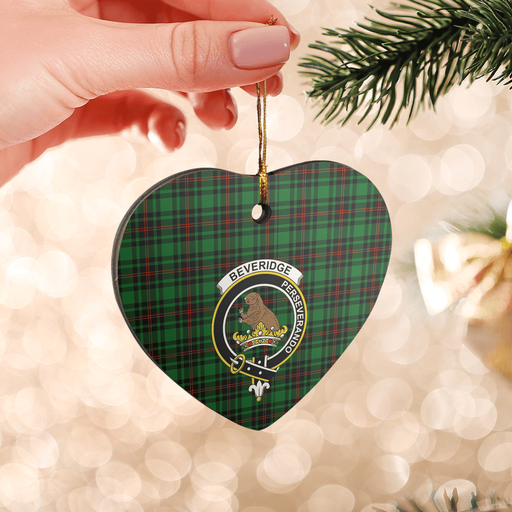 Clan Beveridge Tartan Crest Heart Ceramic Ornament QM33 Beveridge Tartan Tartan Christmas