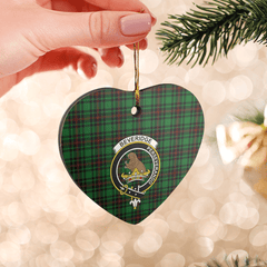 Clan Beveridge Tartan Crest Heart Ceramic Ornament QM33 Beveridge Tartan Tartan Christmas