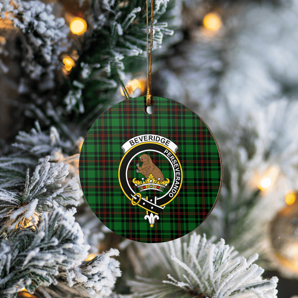 Clan Beveridge Tartan Crest Round Ceramic Ornament NT26 Beveridge Tartan Tartan Christmas