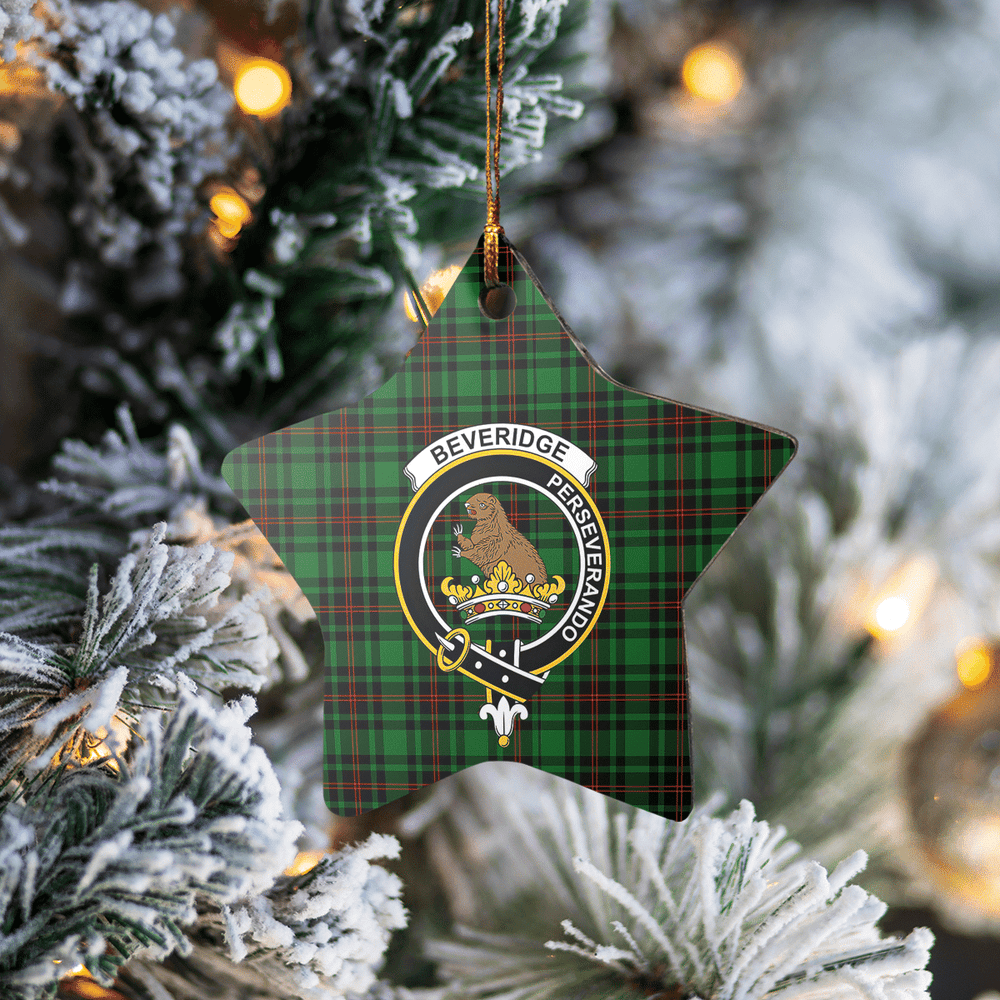 Clan Beveridge Tartan Crest Star Ceramic Ornament AJ11 Beveridge Tartan Tartan Christmas