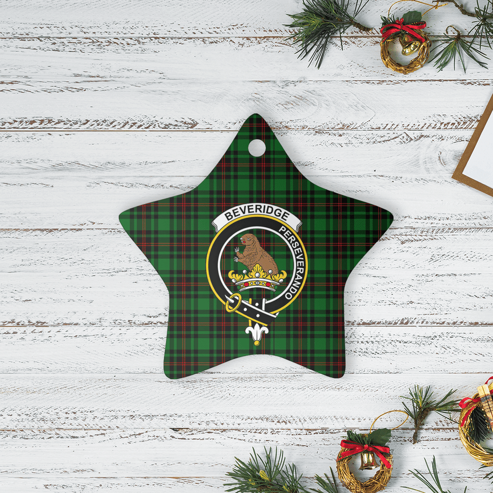 Clan Beveridge Tartan Crest Star Ceramic Ornament AJ11 Beveridge Tartan Tartan Christmas