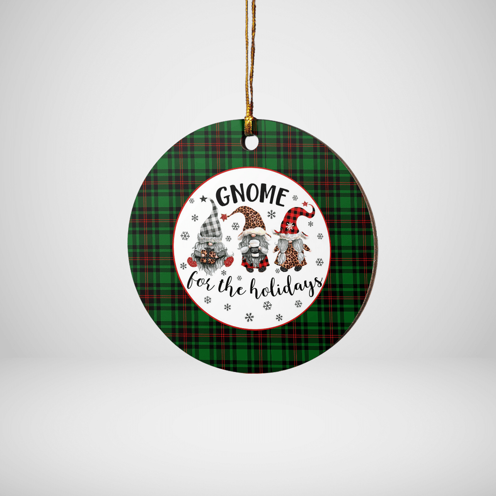 Clan Beveridge Tartan Gnome Round Ceramic Ornament RK55 Beveridge Tartan Tartan Christmas