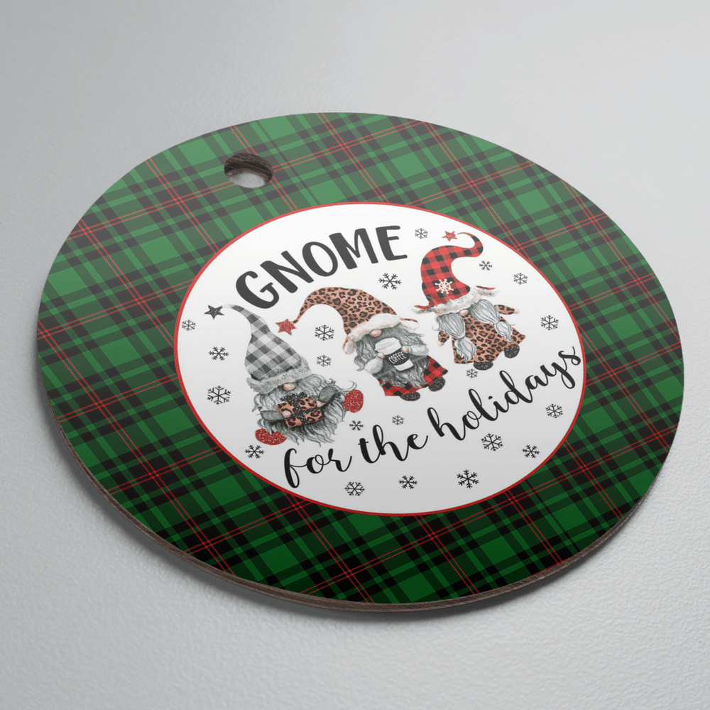 Clan Beveridge Tartan Gnome Round Ceramic Ornament RK55 Beveridge Tartan Tartan Christmas