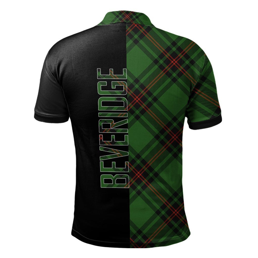 Clan Beveridge Tartan Polo Shirt Half of Me - Cross Style VR17 Beveridge Tartan Tartan Polo