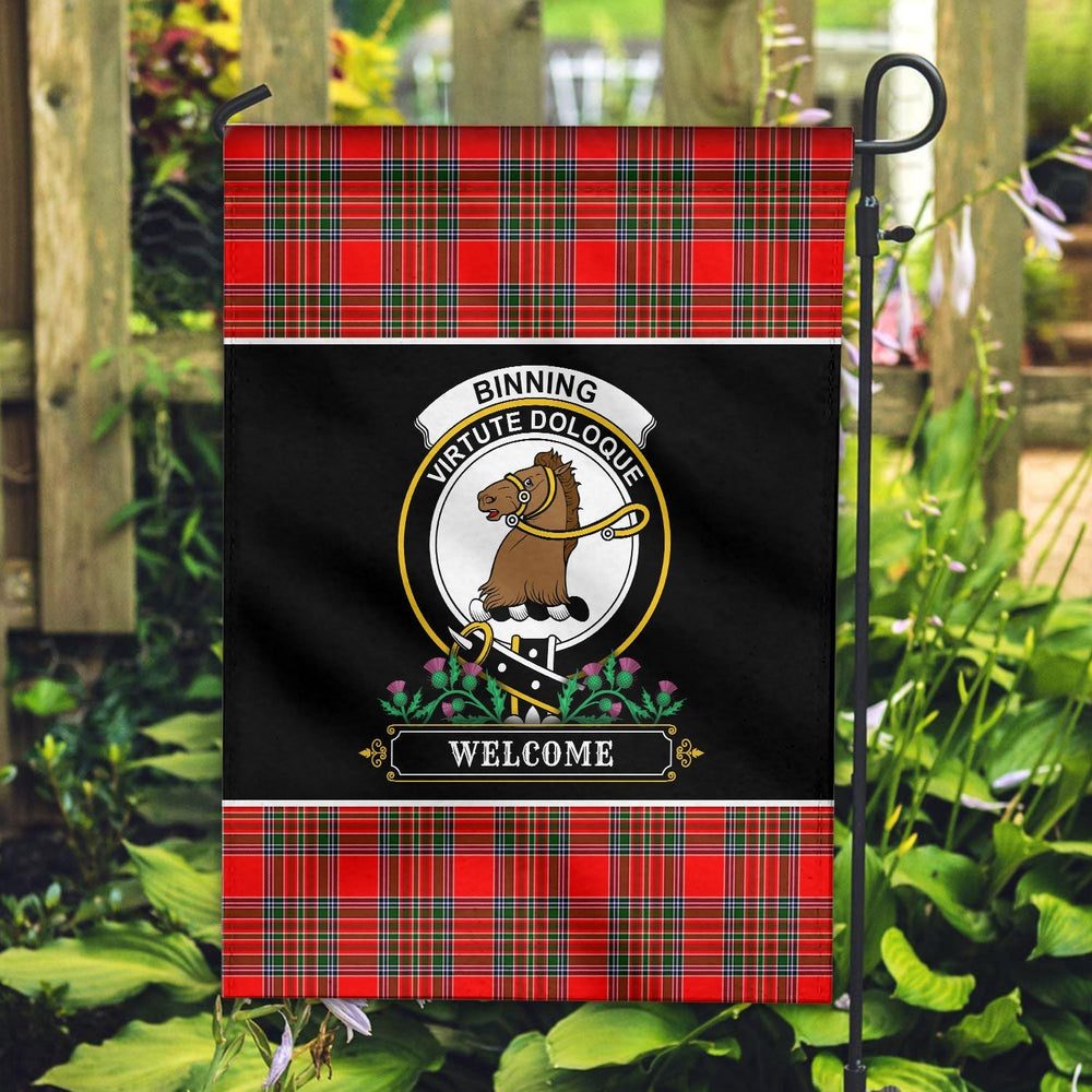 Clan Binning (of Wallifoord) Tartan Crest Garden Flag - Welcome LC70 Clan Binning Tartan Today