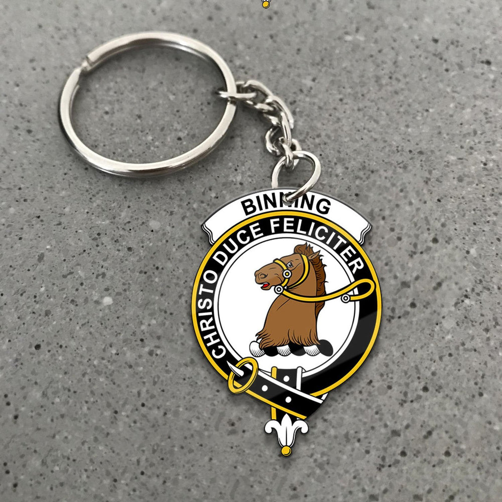 Clan Binning of Wallifoord Tartan Crest Keychain CH79 Clan Binning Tartan Today