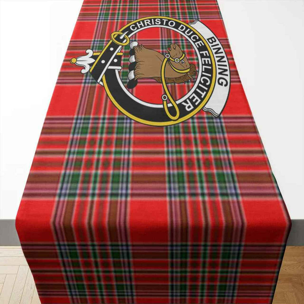 Clan Binning of Wallifoord Tartan Crest Table Runner Cotton VU39 Binning of Wallifoord Tartan Tartan Table Runner