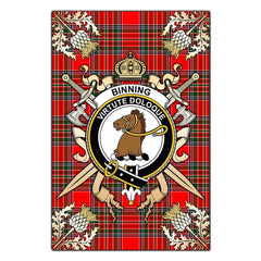 Clan Binning Tartan Crest Black Garden Flag - Gold Thistle EG98 Clan Binning Tartan Today
