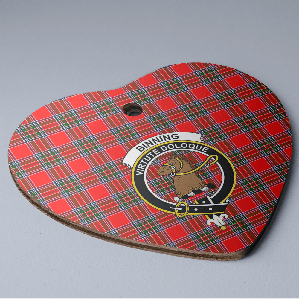 Clan Binning Tartan Crest Heart Ceramic Ornament MY23 Binning Tartan Tartan Christmas